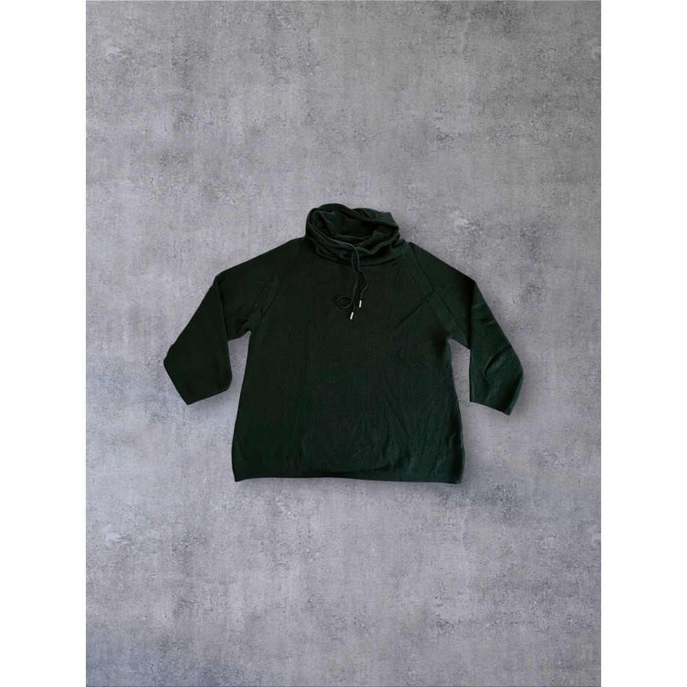 Workshop Republic Sweater Womens 1X Dark Emerald Green Cowl Neck 3/4 Sleeve